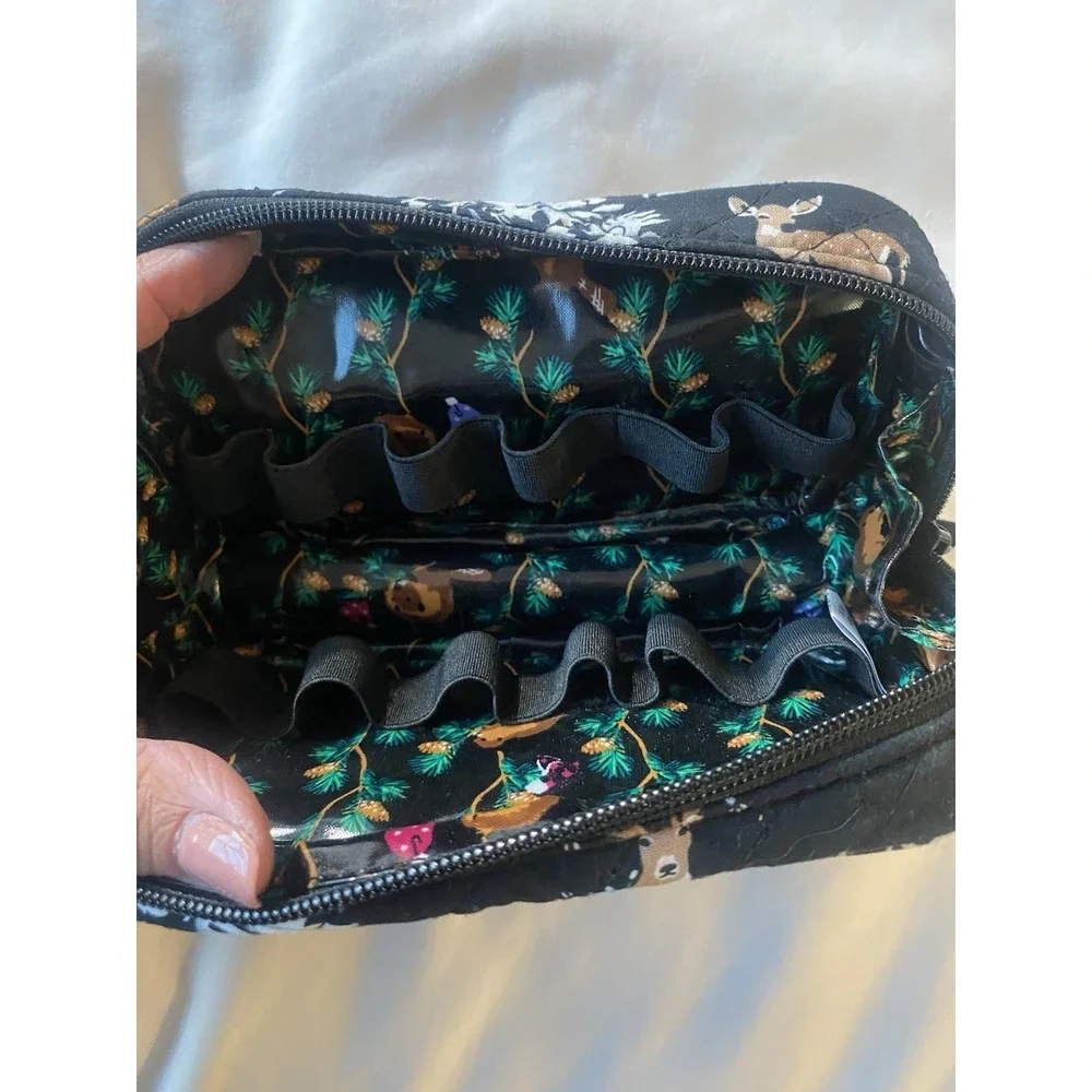 Vera Bradley Small Make up Brush Lipstick Case in Merry Mischief Animals Quilted